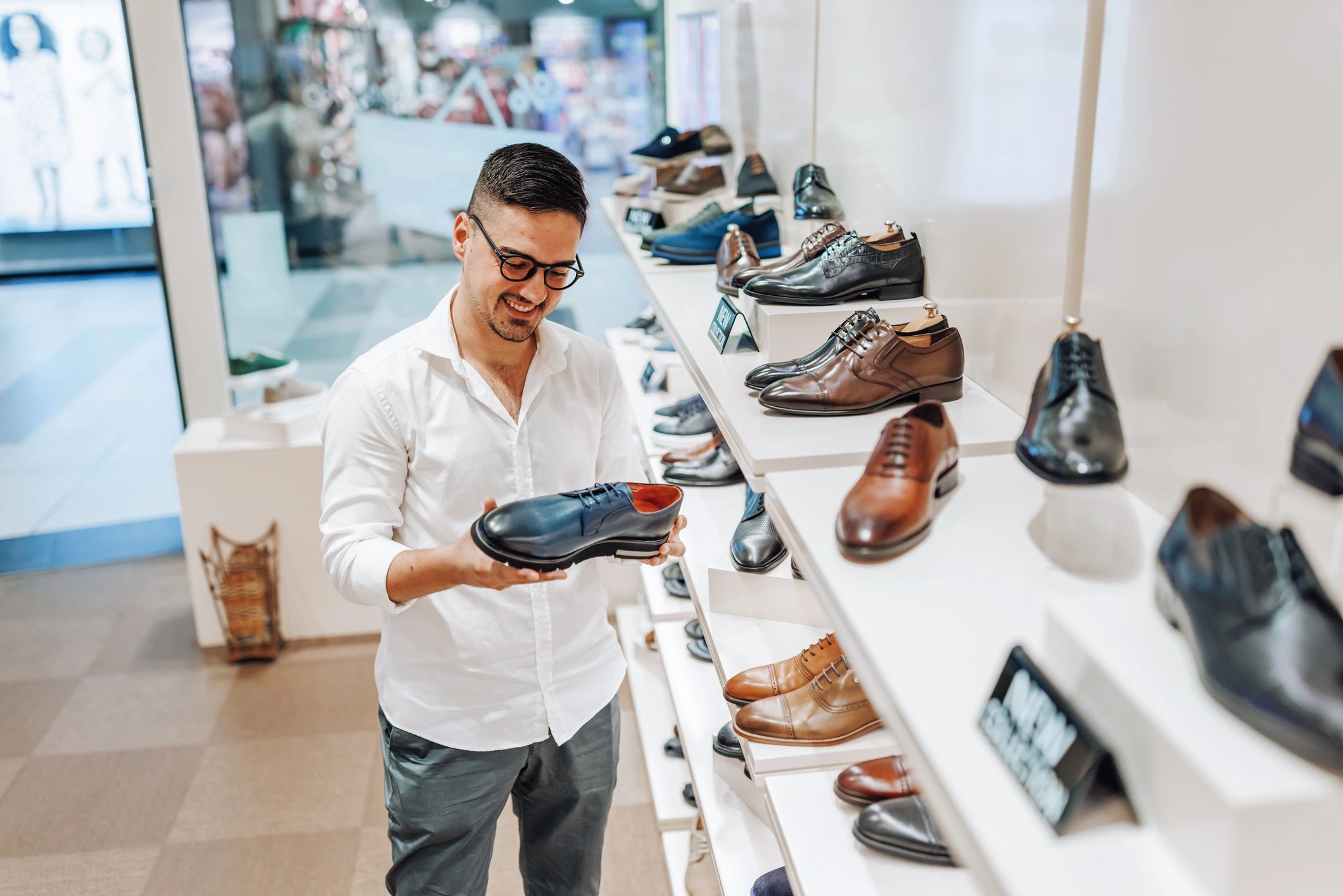 Customer enjoying eco-friendly shoe care