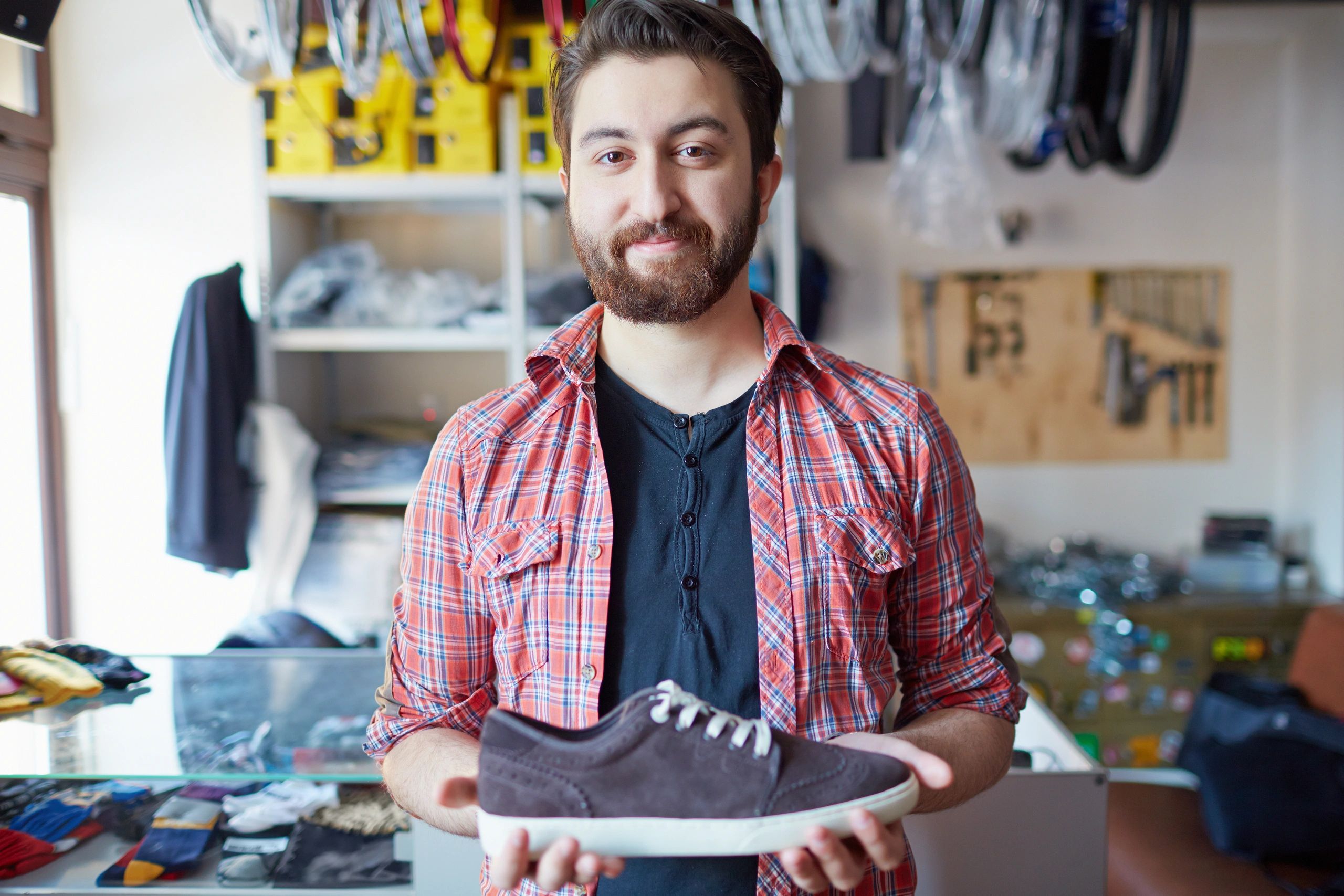 happy customer with clean shoes